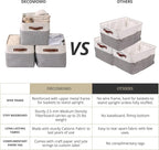 DECOMOMO Storage Baskets for Shelves - Fabric Storage Bins, Linen Closet Organizers and Storage (Grey & White, XL - 4 Pack)