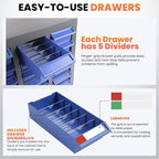 75-Drawer - Nut and Bolt Organizer | Stainless Steel Part Storage Cabinet | Shelves & Labels | Each Drawer 3.9" D x 7.8W x 2" H | Durable Hardware Storage for Small Parts/Tool (Classroom, Home)