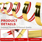 Flexible Wall Corner Protector Moulding Trim Peel and Stick Wall Corner Guards Edge Protector Self Adhesive Molding Trim Strip for Edge Ceiling (Gold, 1.6 in x 20 Ft)