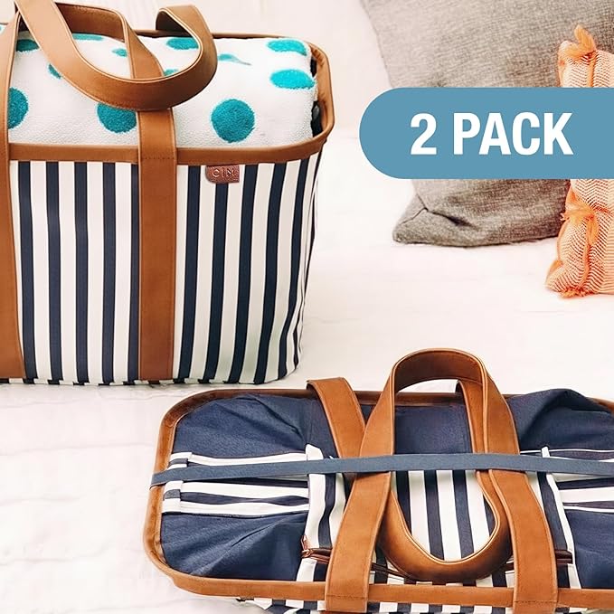 CleverMade Snapbasket LUXE Collapsible Tote - Geometric Taupe 1 Pack 30L / 8 Gal - Reusable Grocery Collapsible Storage Shopping Organizer