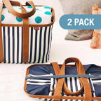 CleverMade Snapbasket LUXE Collapsible Tote - Geometric Taupe 1 Pack 30L / 8 Gal - Reusable Grocery Collapsible Storage Shopping Organizer