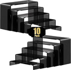 Aheroi Display Risers, 10 Pcs 2 Set(7”L~8”L~9”L) Acrylic Risers, Black Arylic Display Stands Acrylic Shelf Riser, Risers Display Stand Set for Decor, Cupcake Stands Display Showcase Holder for Toys