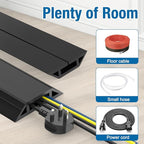 Eapele 10 ft Floor Cord Cover Heavy Duty Cable Protector, Easy to Unroll, Prevent Trip Hazard for Home Office or Outdoor Settings (Black - 2pcs)
