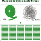 1"x16ft Hook and Loop Straps with 25 Metal Buckles, Adjustable Fastening Cable Straps, Cut-to-Length Cinch Strap, Reusable Nylon Securing Cord Ties for Organizer or Storage, 1 inch Wide,Green