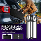 Portable DJ Booth,Foldable DJ Table Stand with Light Stand White & Black Scrim,Adjustable DJ Facade Booth Station Triangle Plate Metal Frame DJ Table with Cable Hole for Private Events, Clubs, Bars