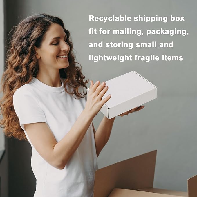 MEBRUDY 9X6X2 Shipping Boxes, 25 Pack White Literature Mailer Corrugated Cardboard Box for Small Business Mailing Packaging