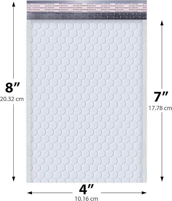 White Small Bubble Mailers 4x8 Inch #000 | Thick Padded Poly Bubble Mailer Envelopes | Waterproof Mailing Envelopes | 500 Pack Bulk | Trading card sports Card Shipping | USA Made