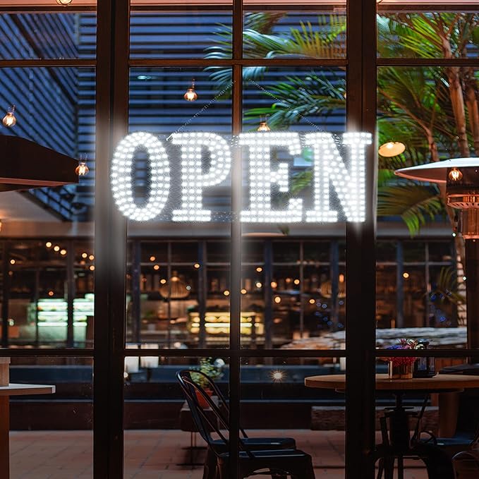 30"x10" Extra Large LED Open Signs for Business with Remote Controlled, 10 Levels Brightness Adjustable Unique Design Super Bright with Chain, High Visibility for Stores Hotel Retail Shop Window Salon