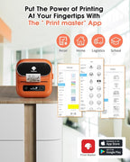 Phomemo M220 Label Printer, Barcode Printer, Bluetooth Thermal Label Maker Machine for Barcodes,Name,Address,Clothing Labeling,for Office Home,Compatible with Phones and Some PC Orange