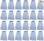 Matthew Cleaning Looped-Open Cotton Wet Mop 1.25'' Universal Headband Heavy Duty Commercial Mop Head Replacement for Indoor&Outdoor Use,Grease Stain Floor Cleaning String Mop Head Refills Pack of 24