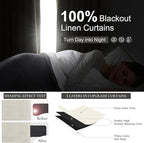 Warm Cream Thick Linen Black Out Curtains 92 Inch Long for Living Room 2 Panels Set, Farmhouse Pleated Room Darkening Window Drapes Insulated Privacy for Kids Bedroom 50"W x 92"L (Rod Pocket Back Tab)