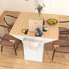 Merax 55.7" Upgraded Large Kitchen Cart Island on Wheels with 2 Drop Leaf,Power Outlet,3 Drawers,Wood Storage Cabinet
