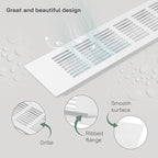 Vent Systems 15.75 x 3.15 Inch (Outer Size) Air Supply Ventilation Grille - White Aluminum Rectangle Intake/Exhaust Door Vent Deflector - HVAC for Home Improvement Floor, Wall Duct Cover
