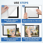 5 Pack Magnetic Sign Holder, 8.5in x 11in Self Adhesive Wall Mount Magnetic Document Holder, Magnetism Border Sign Holder with Transparent PVC Front Cover