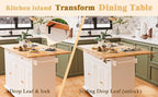 51.2'' Rolling Kitchen Island with Drop Leaf - Kitchen Carts on Wheels with Storage, Towel Rack, Drawers Island Table for Kitchen, Dining Room, White