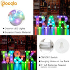 Pooqla Colorful Marquee Letters LED Light Up Letters with Remote, Party Birthday Letter with Lights Decorations for Classroom Room Dorm Home - Multicolor Letter S