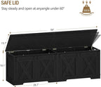 59" Storage Chest, Large Storage Trunk with 2 Hinges, Farmhouse Wooden Box Bench, Lift-Top Organizer Chest, Entryway Trunk for Bedroom, Living Room, Black SB15004X