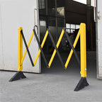 8.5' Ft Expandable Barriers, Yellow Black Extensible Mobile Barricades, Flexible Crowd Control Barriers Guard with Heavy-Duty Rubber Base, Portable Retractable Traffic Fence (2)