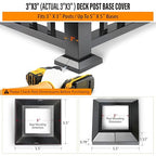 4pcs 3"x3" (Actual: 3"x3") Aluminum Deck Post Base Cover, for Railings, Stairs, Patios, Porches, Split Deck Post Skirt (Black)