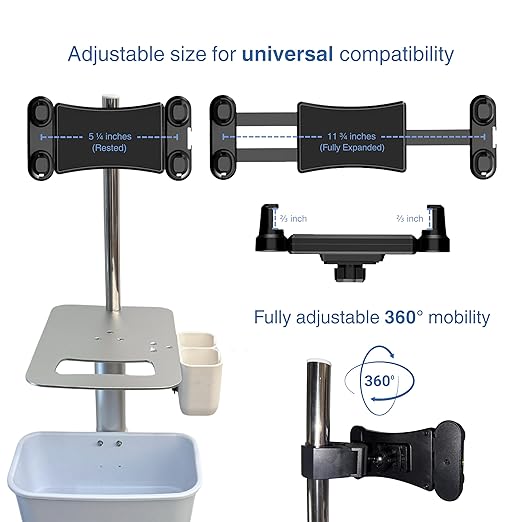 Medical Mobile Cart Stand with Storage Tray, Rolling Trolley for iPad and Tablet, Metal Frame with Lockable Wheels
