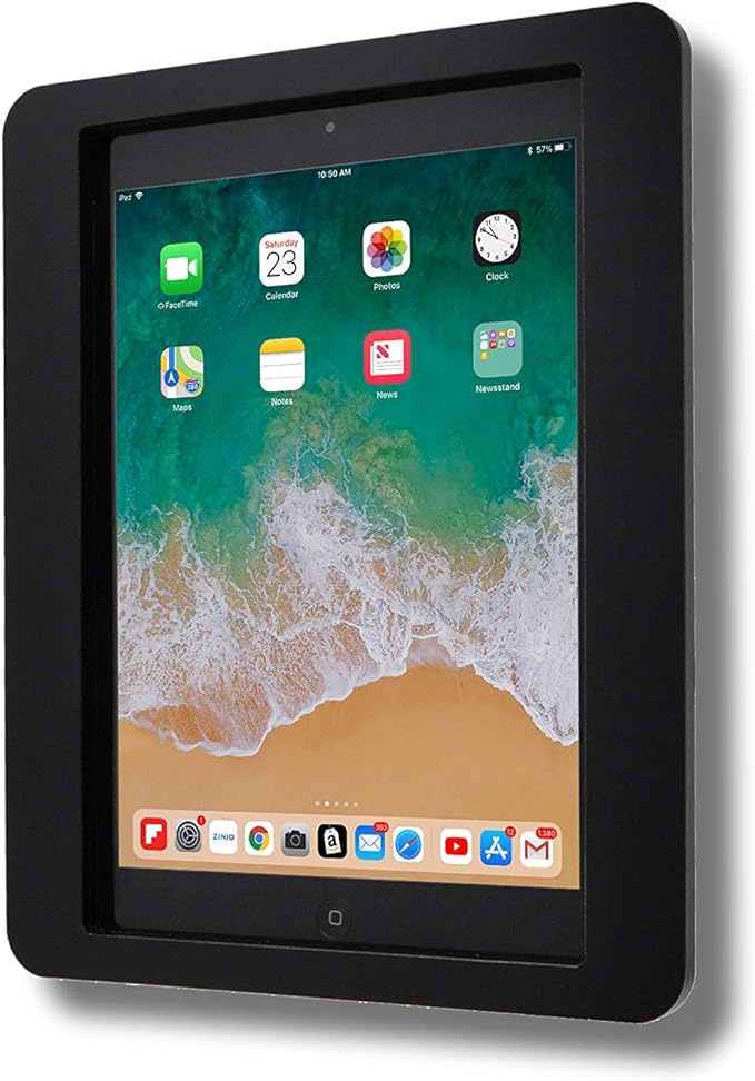 TABcare Anti-Theft Acrylic VESA Enclosure for Apple iPad Pro 9.7" with Free Wall Mount Kit & 90-Degree Angle Charge Cable (iPad Pro 9.7", Black)