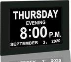 【New 2024】 Digital Calendar Alarm Day Clock - with 8" Large Screen Display, am pm, Multiple Alarms, for Impaired Vision People, The Aged Seniors, The Dementia, for Desk, Wall Mounted, Black