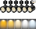 6 Pack 5-Color LED Track Lighting Heads H Type Track Light Heads Dimmable Bright Ceiling Spotlight Fixtures, 2700K-5000K, Flicker Free CRI90+, 36° Beam 10W 800lm, Black