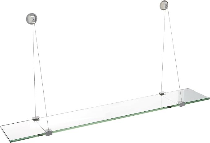 Spancraft Glass CR-10x48-Brushed Steel Crane Glass Shelf, Brushed Steel, 10" x 48"