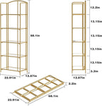 Crofy No Assembly Folding Bookshelf for Living Room, 5 Tier Gold Collapsible Book Shelf for Home Office, Portable Bookcase Storage Organizer