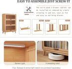 3-Shelf solid wood book case with corrugated tempered glass doors dusty wooden bookshelf Flip-Up Doors original wood midcentury modern book cases/shelves 3 tier for home office with installation tool