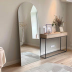 TinyTimes 65''x22'' Arched Full Length Mirror with Stand, Full Body Mirror Full Length Floor Freestanding, Wall Mounted Mirrors for Bedroom Living Room Cloakroom (White)