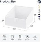DIMJ Closet Storage Bins 10 Pack - Fabric Storage Baskets for Shelves, Collapsible Clothes Organizer, Trapezoid Shelf Organization Storage Cubes for Purse, Toys, Books, Towel, Clothes, White