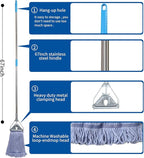 Heavy Duty Loop End String Mop, 67Inch Stainless Steel Handle, Commercial Industrial Grade Mop for Floor Cleaning, 2 Packs