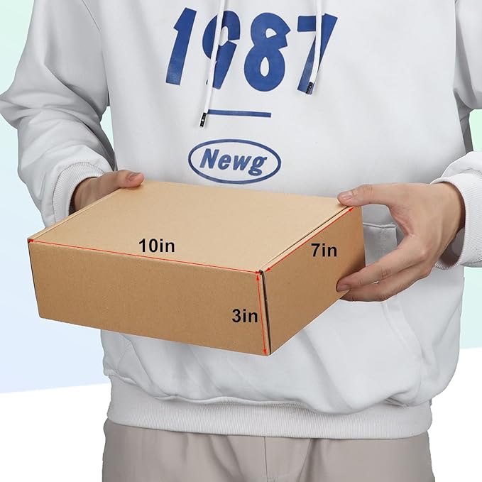 MEBRUDY 10x7x3 Inches Shipping Boxes Pack of 25, Corrugated Cardboard Box for Mailing Packing Literature Mailer