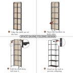 Crofy No Assembly Folding Bookshelf for Living Room, 5 Tier Black Collapsible Book Shelf for Home Office, Portable Bookcase Storage Organizer