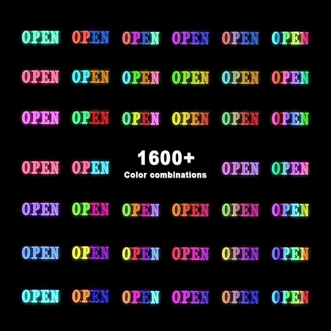 48"x16" Large LED Open Signs for Business with Smart APP & Remote Control, Adjust Brightness/Color/Timer Function, Ultra Bright Open Sign for Window Storefront Bar Restaurant (Multicolor)