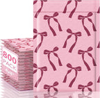 Fuxury Bubble Mailers 4x8 800 Pack, Pink Bows Cute Design Bubble Envelopes Usable Size 4x7",Strong Adhesion Pattern Padded Shipping Envelopes Thick Mailer for Mailing Jewelry, Makeup,Small items