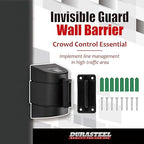 DuraSteel Wall Mount Crowd Control Retractable Belt Barrier - 9.2 Ft Black Retractables Barrier Belt w/ABS Casing Do Not Enter Crowd Control Barriers Line Divider NOT Stanchions with Retractable Belts