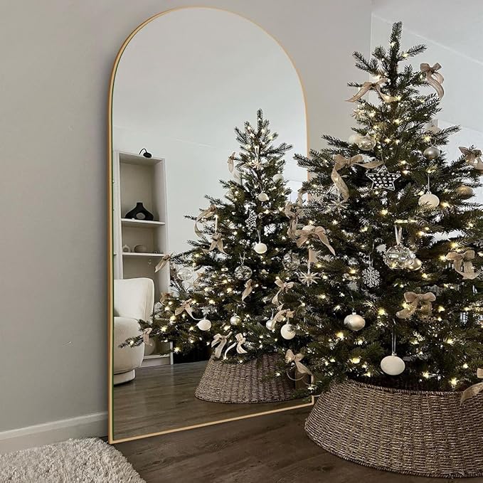 76"x34"Floor Mirror Full Length,Arched Full Length Mirror with Stand,Full Body Mirror,Hanging or Large Leaning for Bedroom Living Room Gold