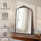 Micasso Vintage Arch Bronze Mirror: 31"x 19" French Baroque Antique Mirror - Traditional Ornate Decorative Mirrors for Wall/Bathroom/Entryway/Hallway - Home Decor for Living Room