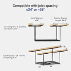 FLEXIMOUNTS 3x4 Overhead Garage Storage Rack, Adjustable Organization System, Heavy-Duty Metal Ceiling Racks, 275lbs Weight Capacity, Black, Classic Series