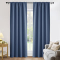 PONY DANCE Light Blocking Panels - Blackout Window Curtain Rod Pocket Thermal Insulated Curtains Energy Saving for Living Room/Bedroom, 52 Wide x 84 Long, Blue Haze, 2 Pieces