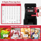 MX5500 Pricing Tag Gun with 5150 pcs Sticker Labels & Extra Inker, 8 Digits Tag Maker for Retail Shop, Grocery Store (Black)