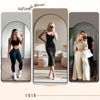 EOGOW 65" x 22" Arched Full Body Mirror,Standing or Leaning Tempered Glass Shatterproof Full Length Mirror with Stand for Bedroom Living Room Entryway,Black