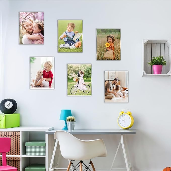PecMuikee 11 x 17 Acrylic Sign Holder Horizontal ，Wall Mount Sign Holders Clear Acrylic Frame with Double Sided Tape Clear Poster Frames Plastic Sign Holder for Office, Home, Landscape, 6 Pack