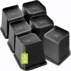 Bed Risers 1 inch, 2 inch, 3 inch, 4 inch, 5 inch, 6 inch, 8 inch Heavy Duty, Oversized Furniture Riser for Couch Sofa Table Chair Leg Frame Dorm, Support up to 6000 Lbs (Black 6 Pack, 5 inch)