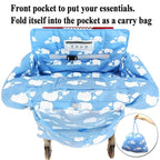 2-in-1 Shopping Cart and High Chair Cover for Baby, Padded Cover, Fold'n Roll Style, Portable with Carry Bag (Pink Elephant)