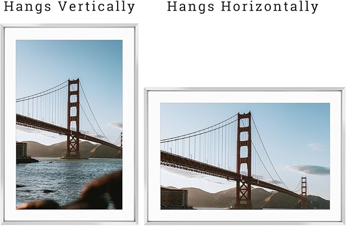 Frametory, 13x19 Metal Picture Frame with Mat for 11x17 Picture & Real Glass, Aluminum Photo Frame Collection (Silver, 1 Pack)