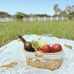 Wicker Basket with Handles and Lining, Handwoven Water Hyacinth Picnic Hamper, Oval Basket for Camping, Outdoor, Fruit, Wine, Thanksgiving day, Birthday, Easter, Gift, Home Decor
