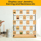 ORLESS Jewelry Display for Vendors, Earring Display Stand for Selling, Necklace Display Holder for Selling, Earring Cards Organizer for Bracelets, Rings, Jewelry Towers, Original Wood (35 Hooks)